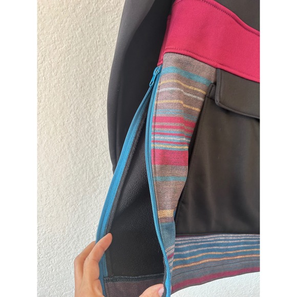 Aperture Bonded Fleece Hooded Half-Zip Anorak Jacket‎ Colorblock Striped Size S - Picture 5 of 10